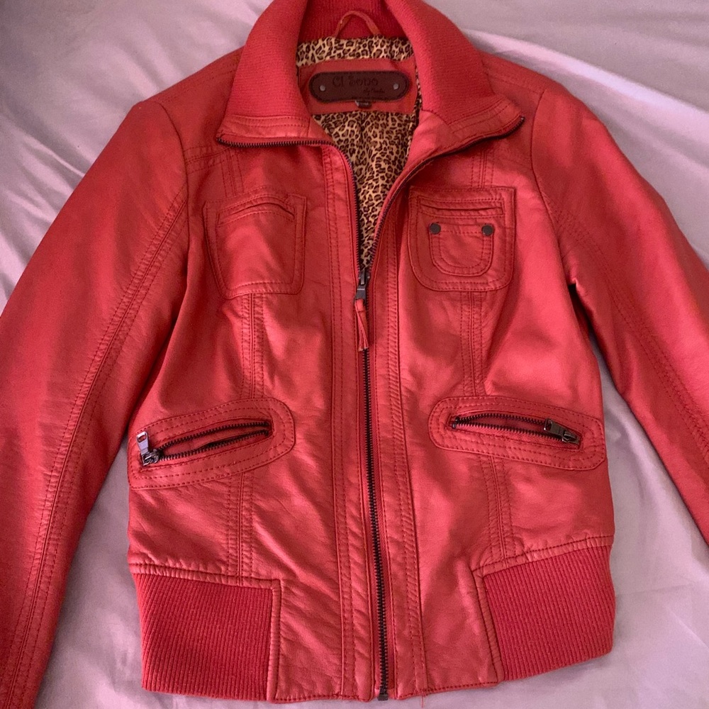 Salmon leather jacket